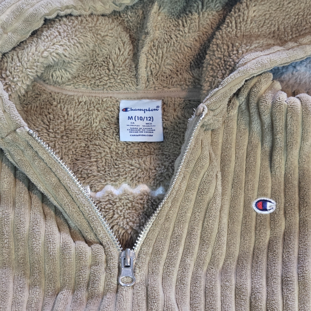 Champion Kids Corduroy High Pile Fleece Hoodie Size 10/12 Med - Picture 8 of 11